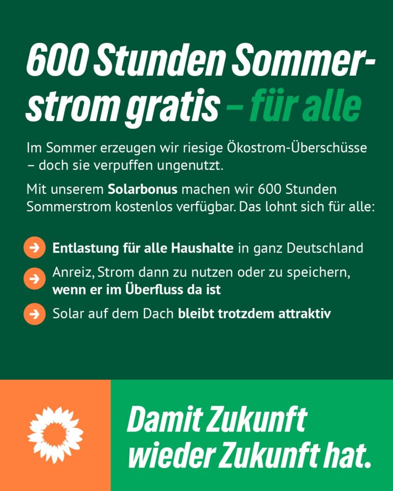 600 Stunden Sommerstrom gratis für alle!